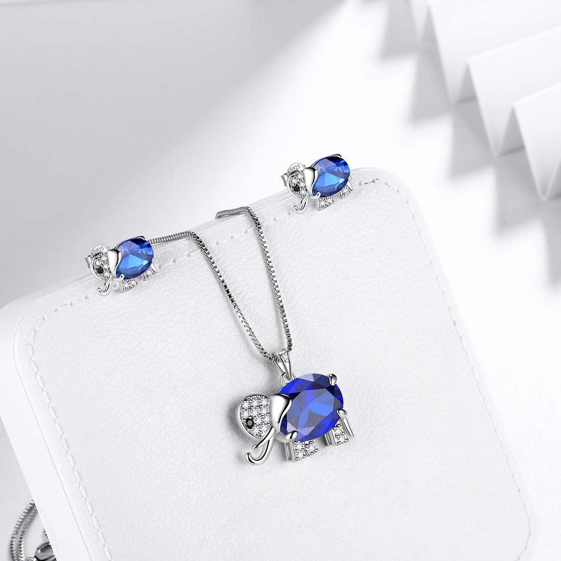 Tokyo Mart Elephant Birthstone September Sapphire Jewelry Set 3PCS Women Girls Birthday Gift