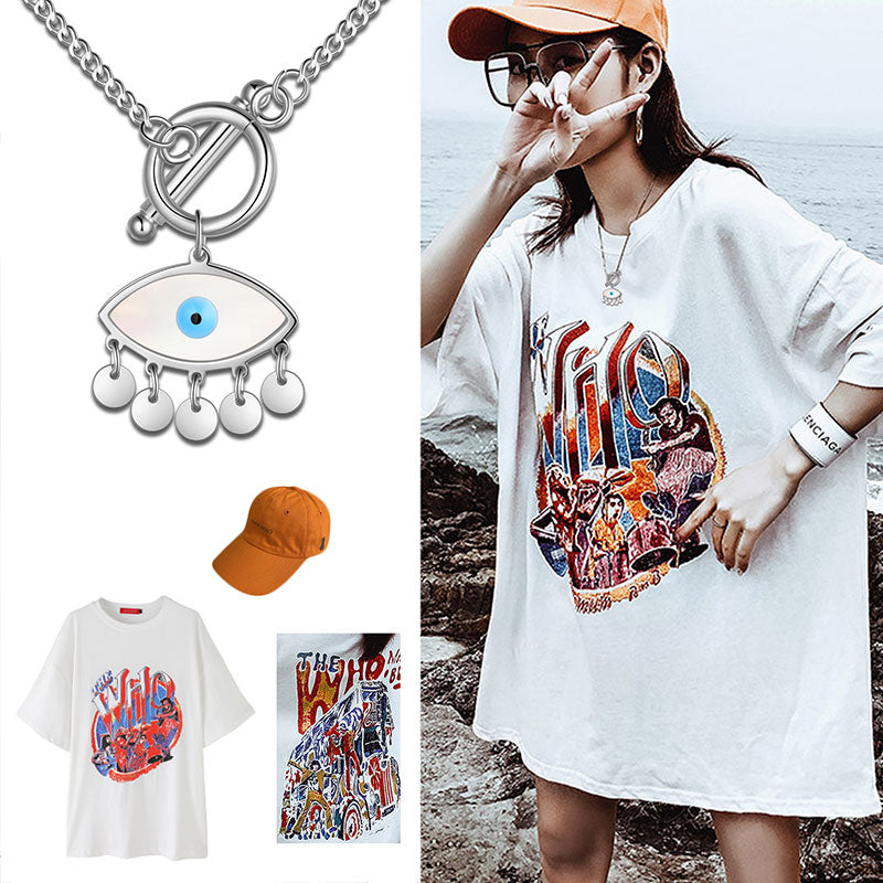 Tokyo Mart Evil Eye Necklace Pendant Women Girl Jewelry Stainless Steel