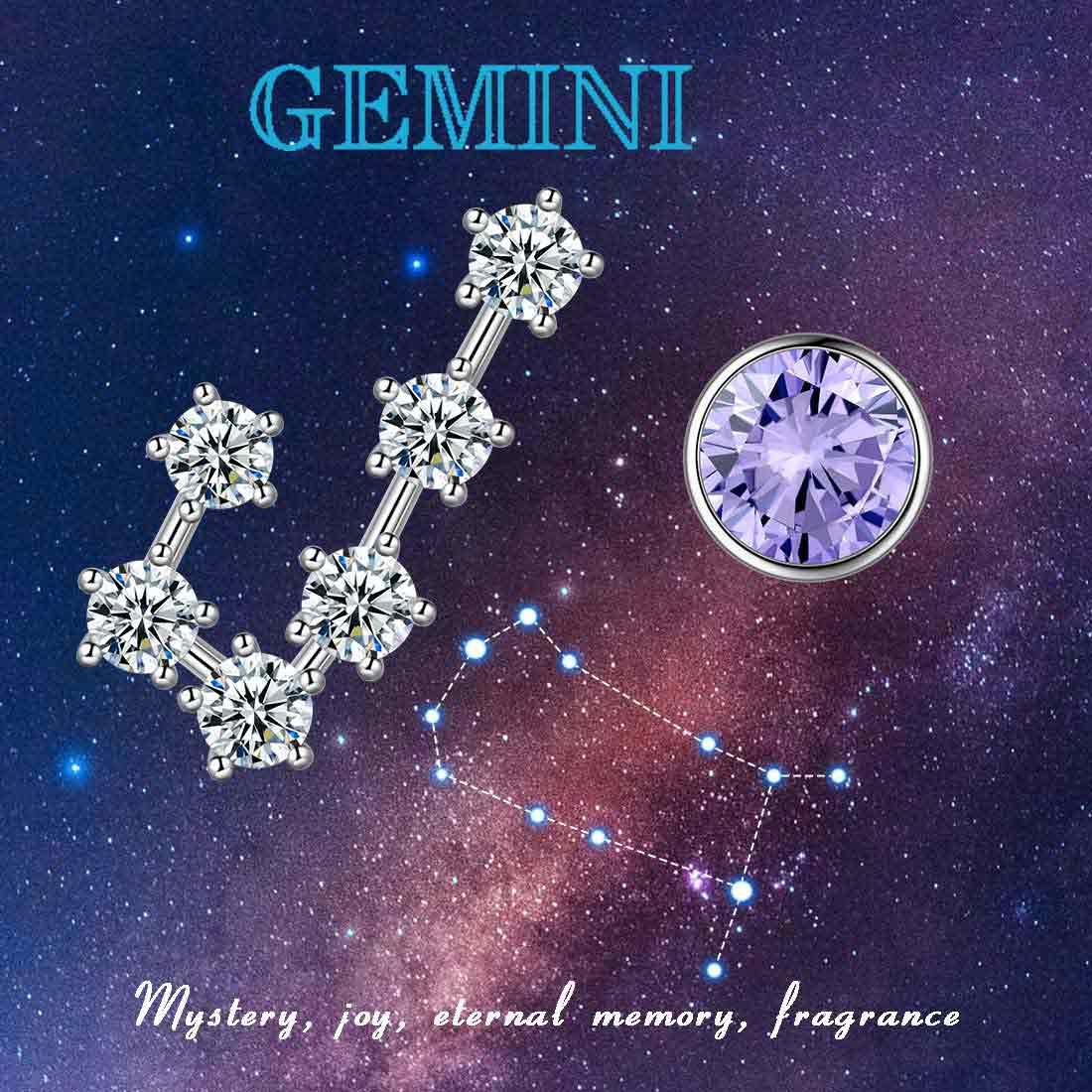 Tokyo Mart Gemini Earrings June Birthstone Zodiac Studs Women Girls Jewelry Birthday Gift