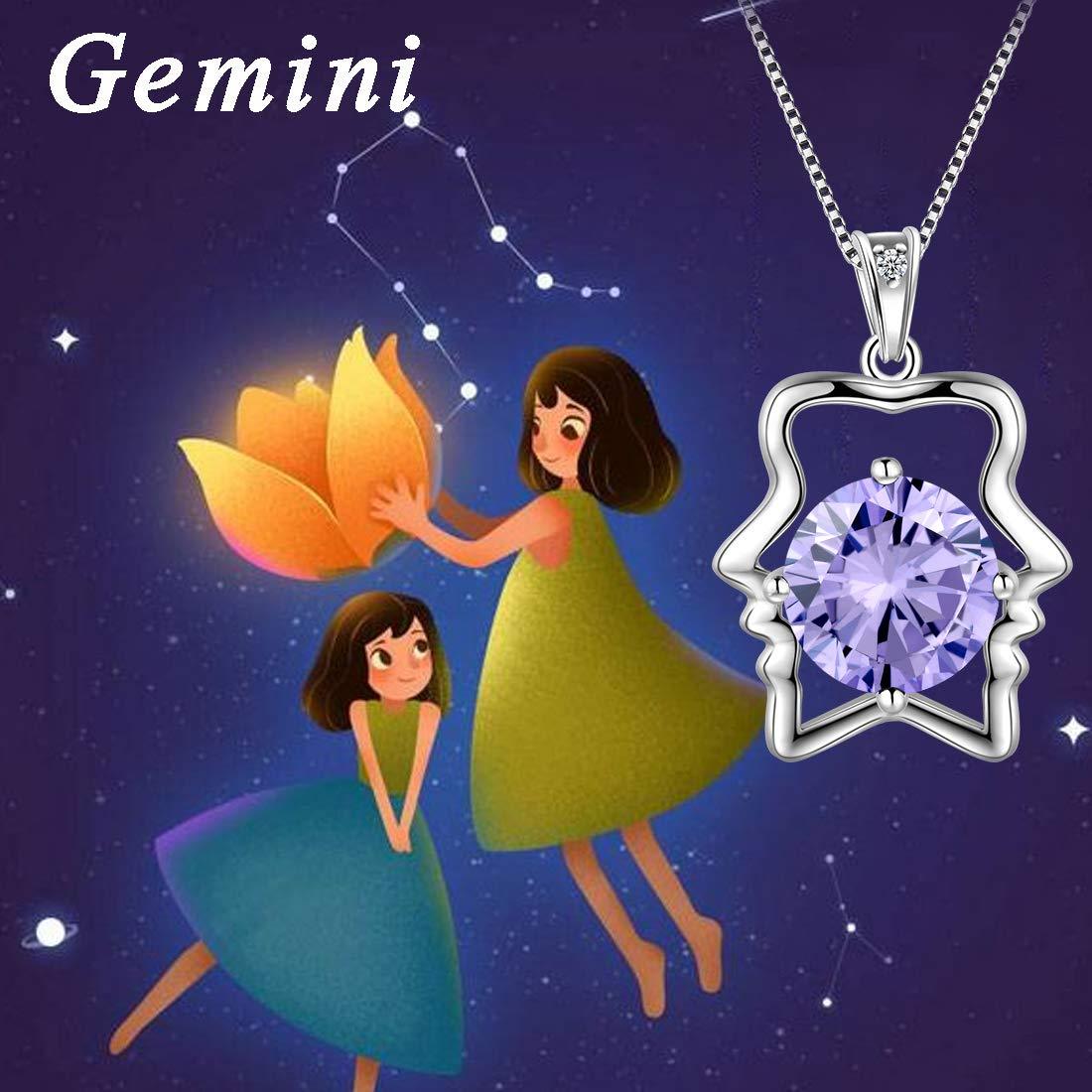 Tokyo Mart Zodiac Gemini Necklace June Birthstone Pendant Women Girls Jewelry Birthday Gift Women Girls Jewelry Birthday Gift