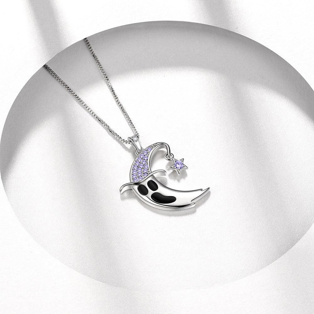 Tokyo Mart Women Girls Ghost Pendant Necklace Halloween Jewelry 925 Sterling Silver