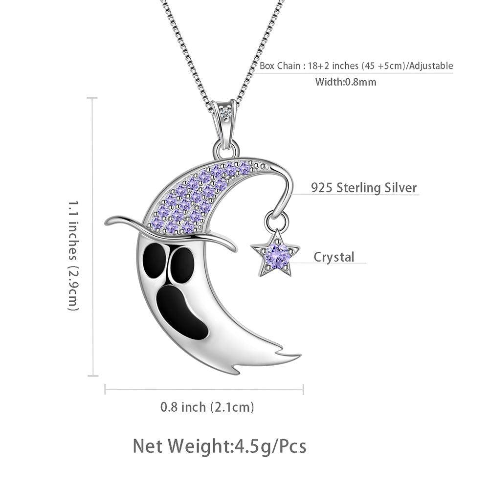 Tokyo Mart Women Girls Ghost Pendant Necklace Halloween Jewelry 925 Sterling Silver