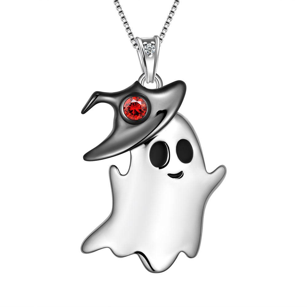 Tokyo Mart Women Girls Ghost Pendant Necklace Halloween Jewelry 925 Sterling Silver