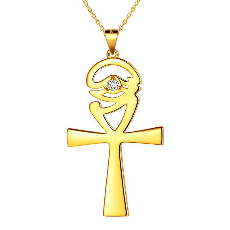 Tokyo Mart Ankh Cross Eye of Horus Necklace Pendant Mens Women Jewelry 925 Sterling Silver