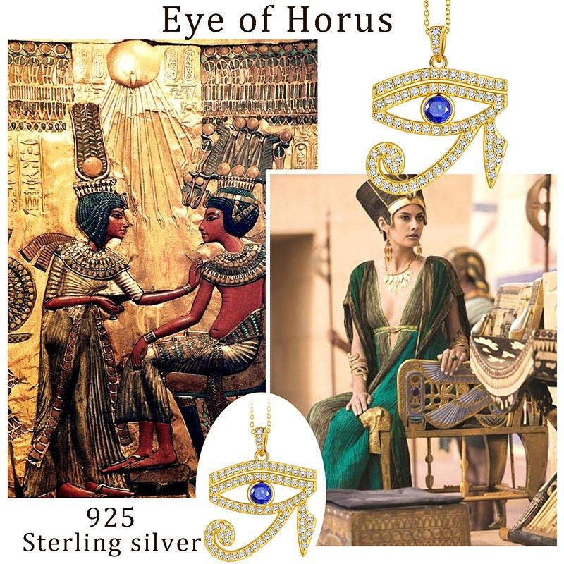 Tokyo Mart Egyptian Eye of Horus Necklace Pendant Mens Women Jewelry 925 Sterling Silver