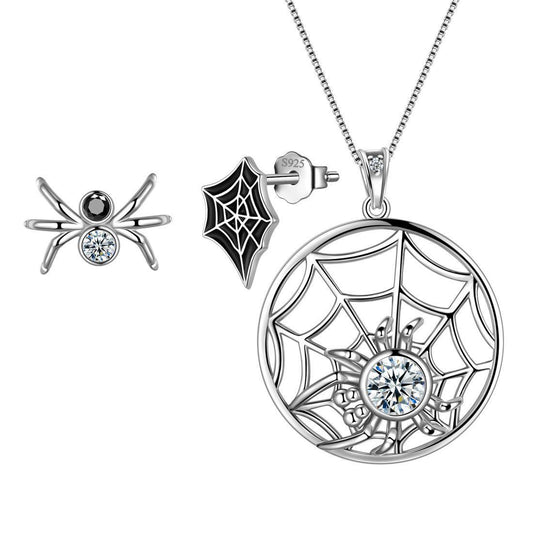 Tokyo Mart Halloween Spinne Schmuck Set Ohrringe Halskette Frauen Schmuck 925 Sterling Silber