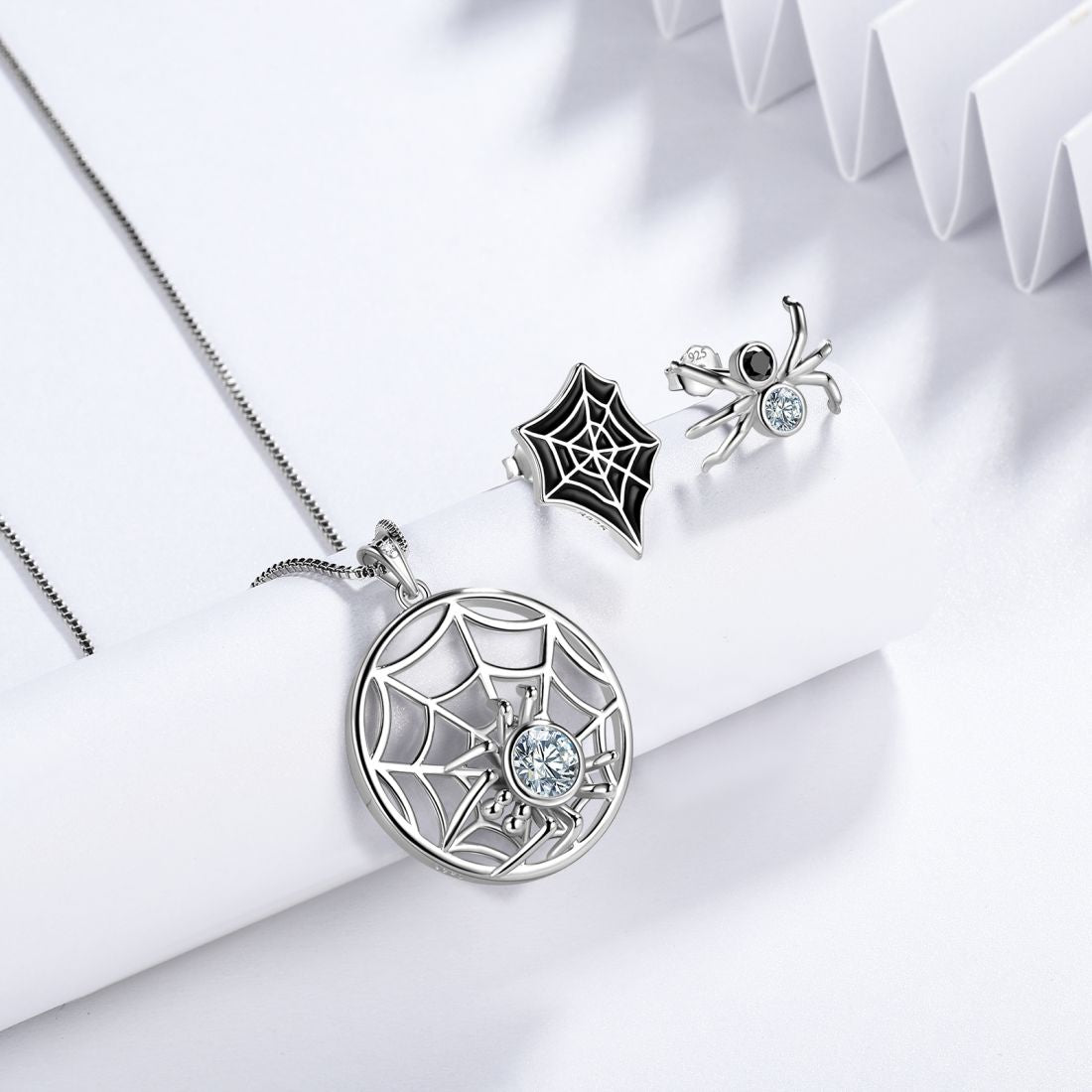 Tokyo Mart Halloween Spinne Schmuck Set Ohrringe Halskette Frauen Schmuck 925 Sterling Silber