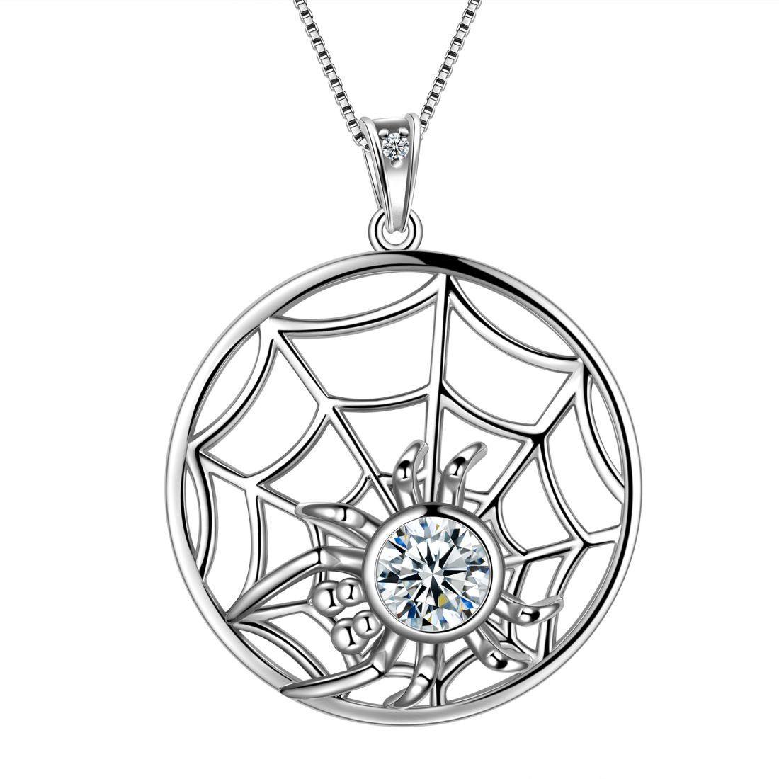 Tokyo Mart Halloween Spinne Halskette Tarantel Netz Anhänger Frauen Schmuck 925 Sterling Silber