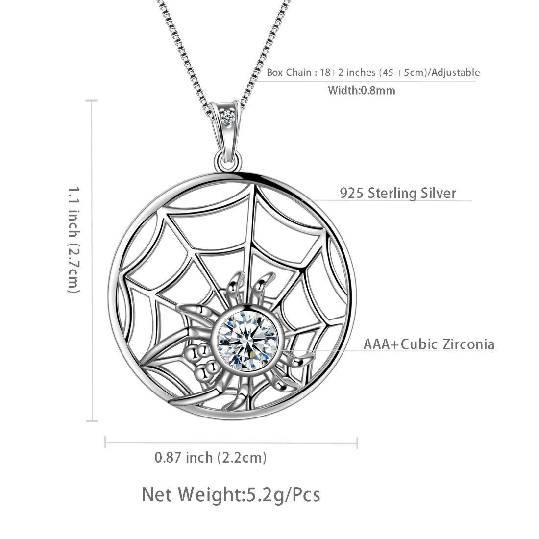 Tokyo Mart Halloween Spinne Halskette Tarantel Netz Anhänger Frauen Schmuck 925 Sterling Silber