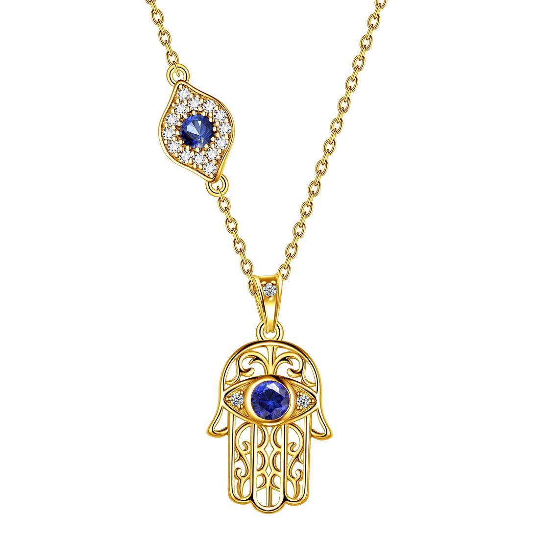 Tokyo Mart Halskette mit Anhänger „Hamsa Hand der Fatima, böser Blick“ für Damen und Mädchen, Schmuck, Geschenk