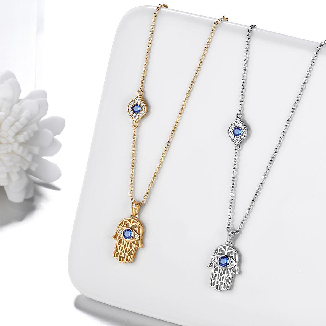 Tokyo Mart Halskette mit Anhänger „Hamsa Hand der Fatima, böser Blick“ für Damen und Mädchen, Schmuck, Geschenk