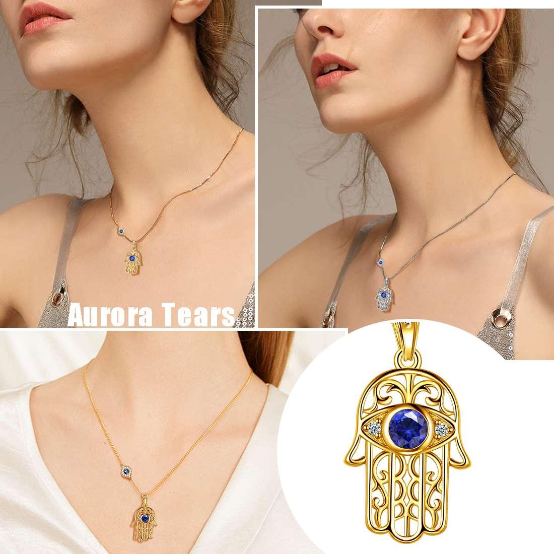 Tokyo Mart Women Hamsa Hand of Fatima Necklace Evil Eye Pendant Girls Jewelry Gift