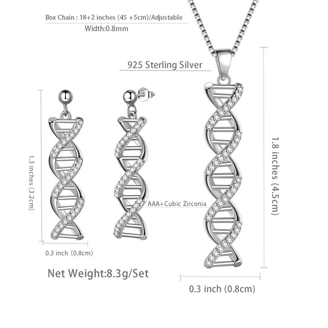 Tokyo Mart Infinity DNA Double Helix Jewelry Set Necklace Earrings Women Jewelry Aurora Tears