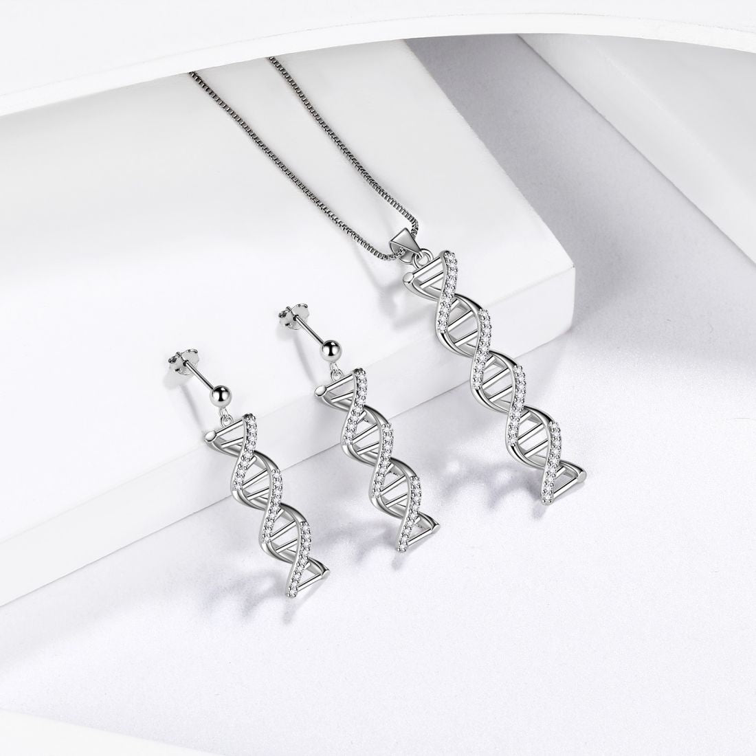 Tokyo Mart Infinity DNA Double Helix Jewelry Set Necklace Earrings Women Jewelry Aurora Tears