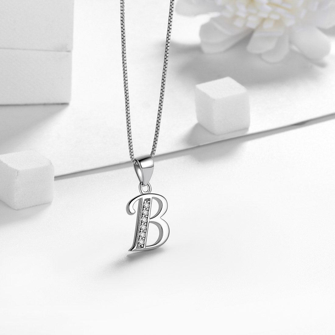 Tokyo Mart Letter B Initial Necklaces Pendant Women Men Name Jewelry Gift 925 Silver