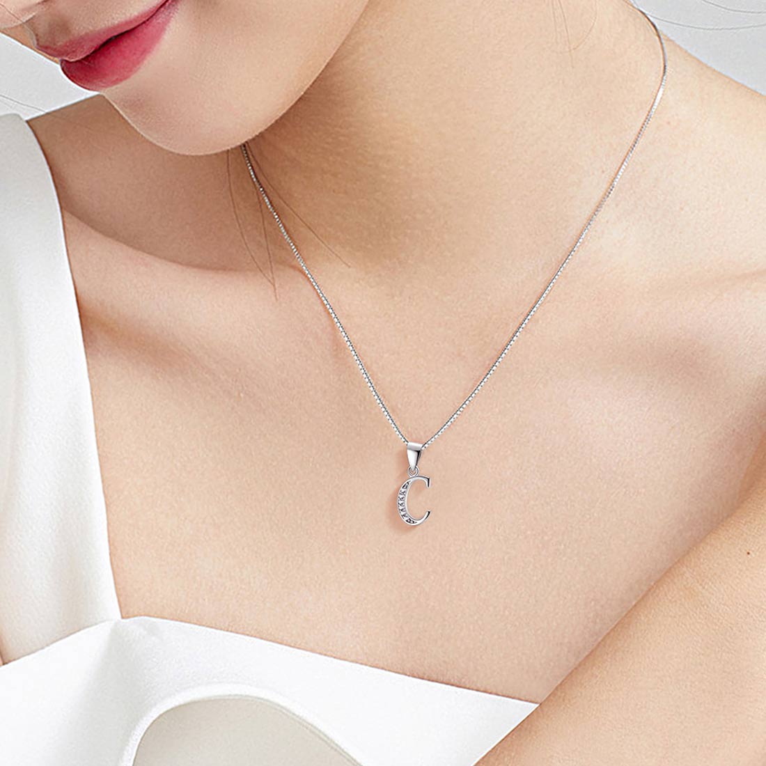 Tokyo Mart Letter C Initial Necklaces Pendant Women Men Name Jewelry Gift 925 Silver