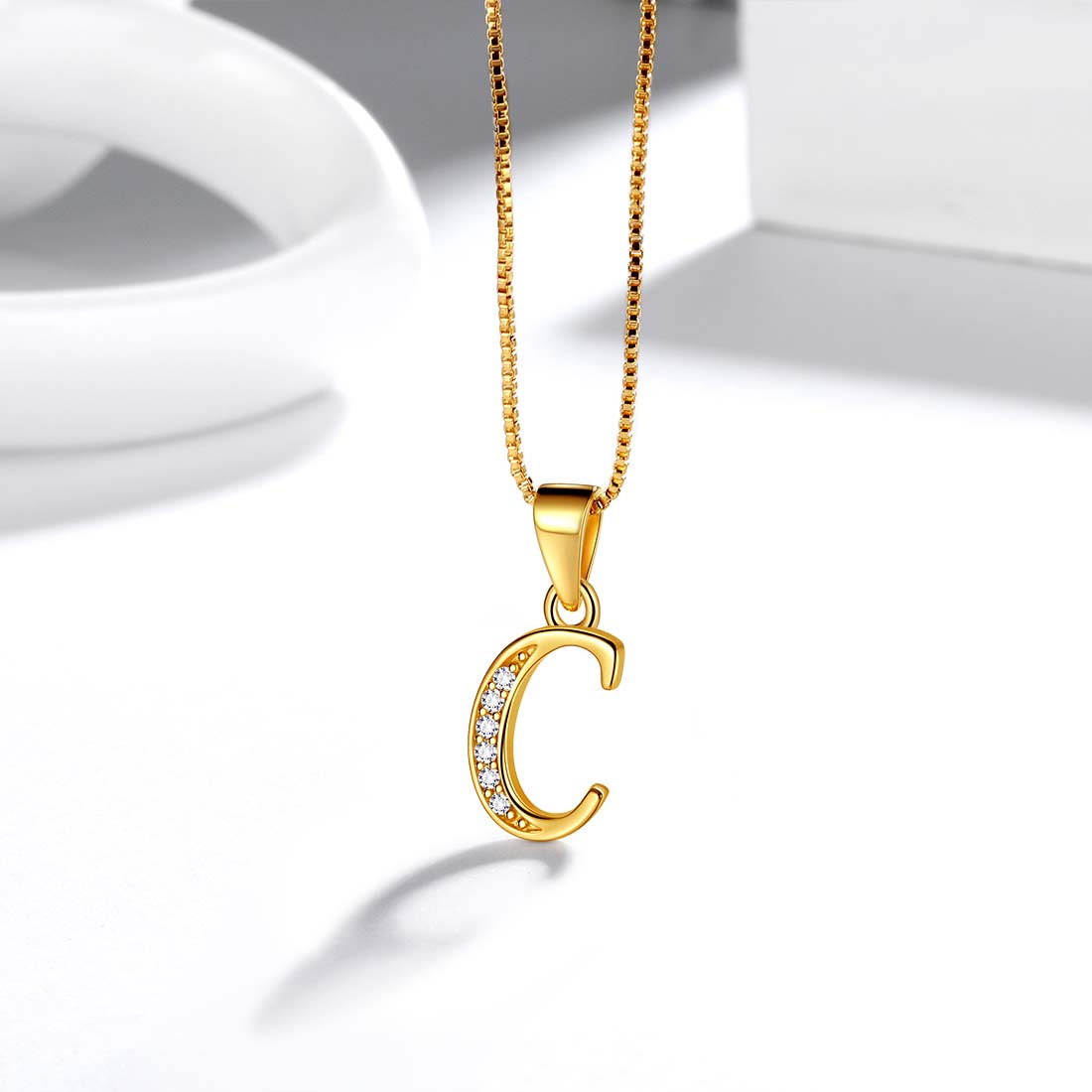 Tokyo Mart Letter C Initial Necklaces Pendant Women Men Name Jewelry Gift 925 Silver