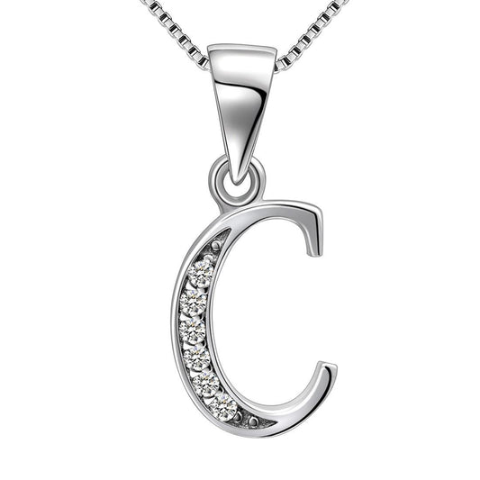 Tokyo Mart Letter C Initial Necklaces Pendant Women Men Name Jewelry Gift 925 Silver