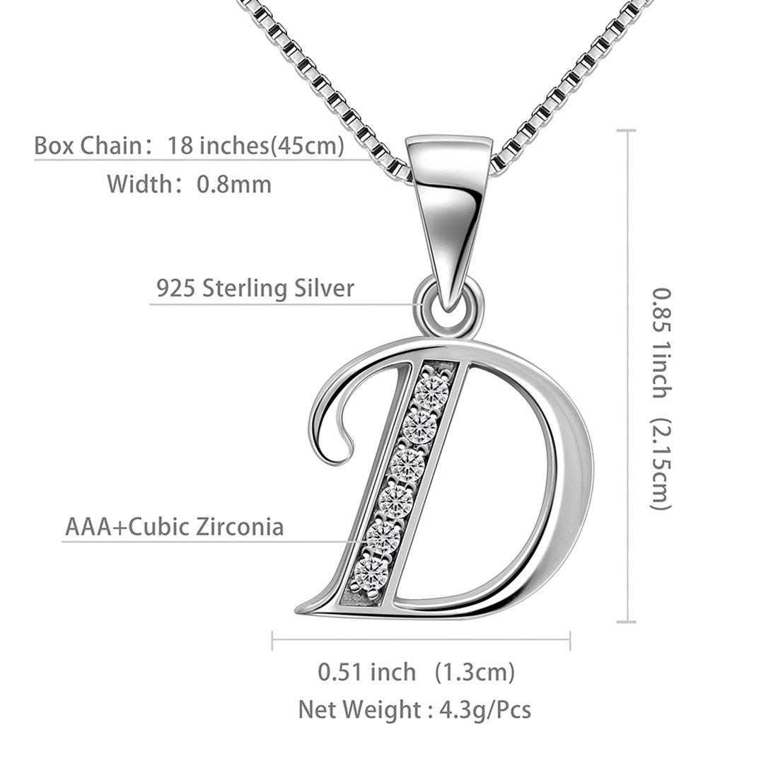 Tokyo Mart Letter D Initial Necklaces Pendant Women Men Name Jewelry Gift 925 Silver