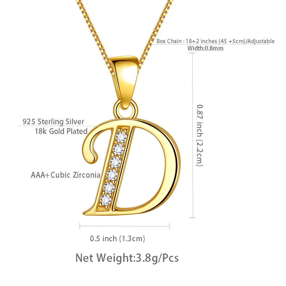 Tokyo Mart Letter D Initial Necklaces Pendant Women Men Name Jewelry Gift 925 Silver