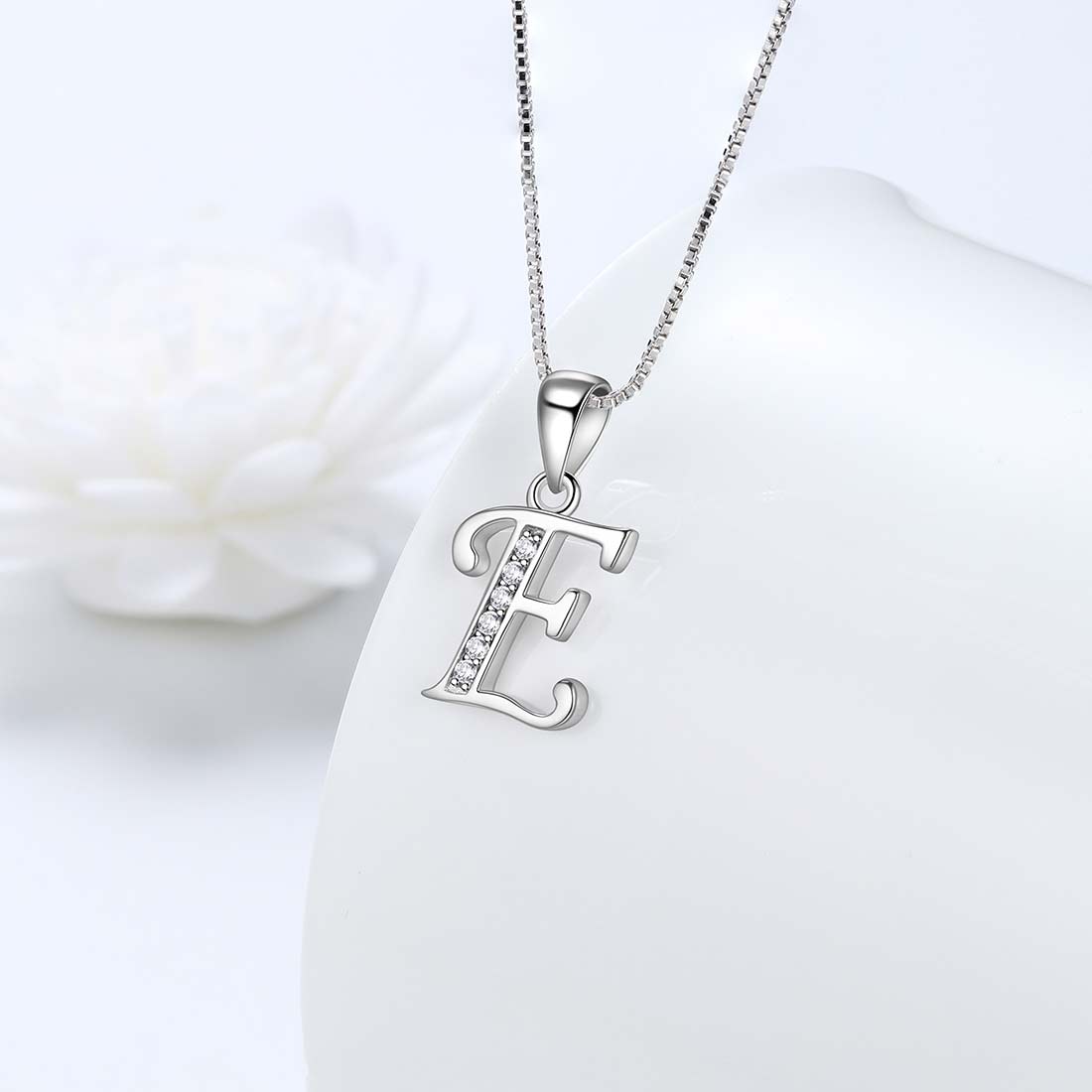 Tokyo Mart Letter E Initial Necklaces Pendant Women Men Name Jewelry Gift 925 Silver