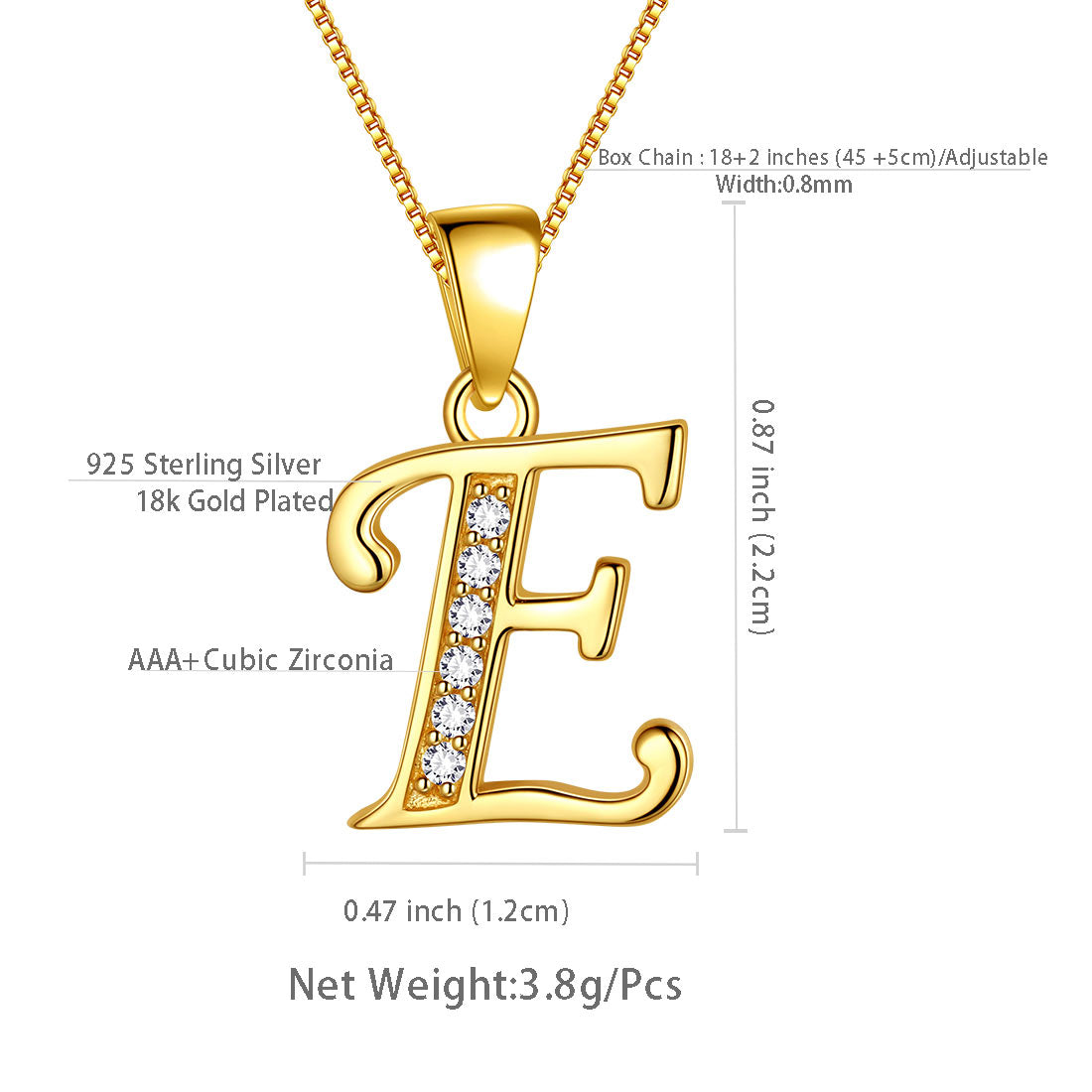 Tokyo Mart Letter E Initial Necklaces Pendant Women Men Name Jewelry Gift 925 Silver