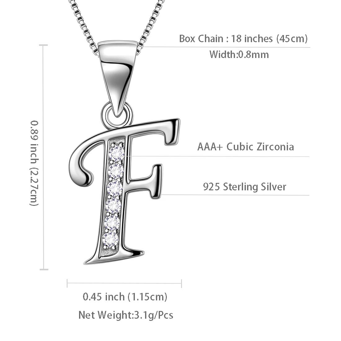 Tokyo Mart Letter F Initial Necklaces Pendant Women Men Name Jewelry Gift 925 Silver