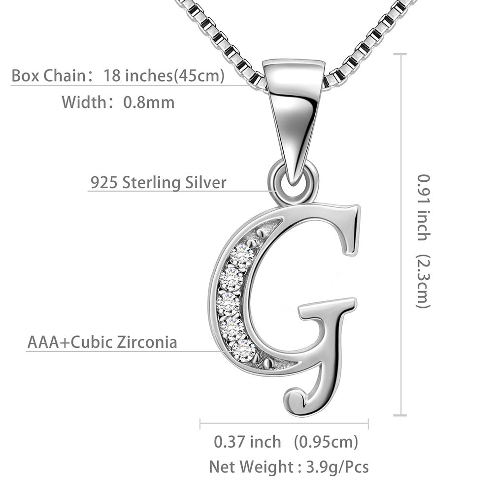 Tokyo Mart Letter G Initial Necklaces Pendant Women Men Name Jewelry Gift 925 Silver