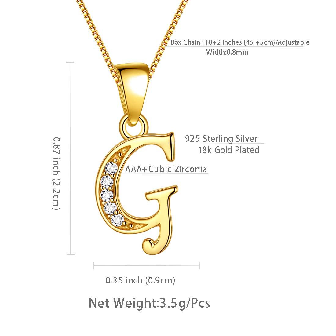 Tokyo Mart Letter G Initial Necklaces Pendant Women Men Name Jewelry Gift 925 Silver