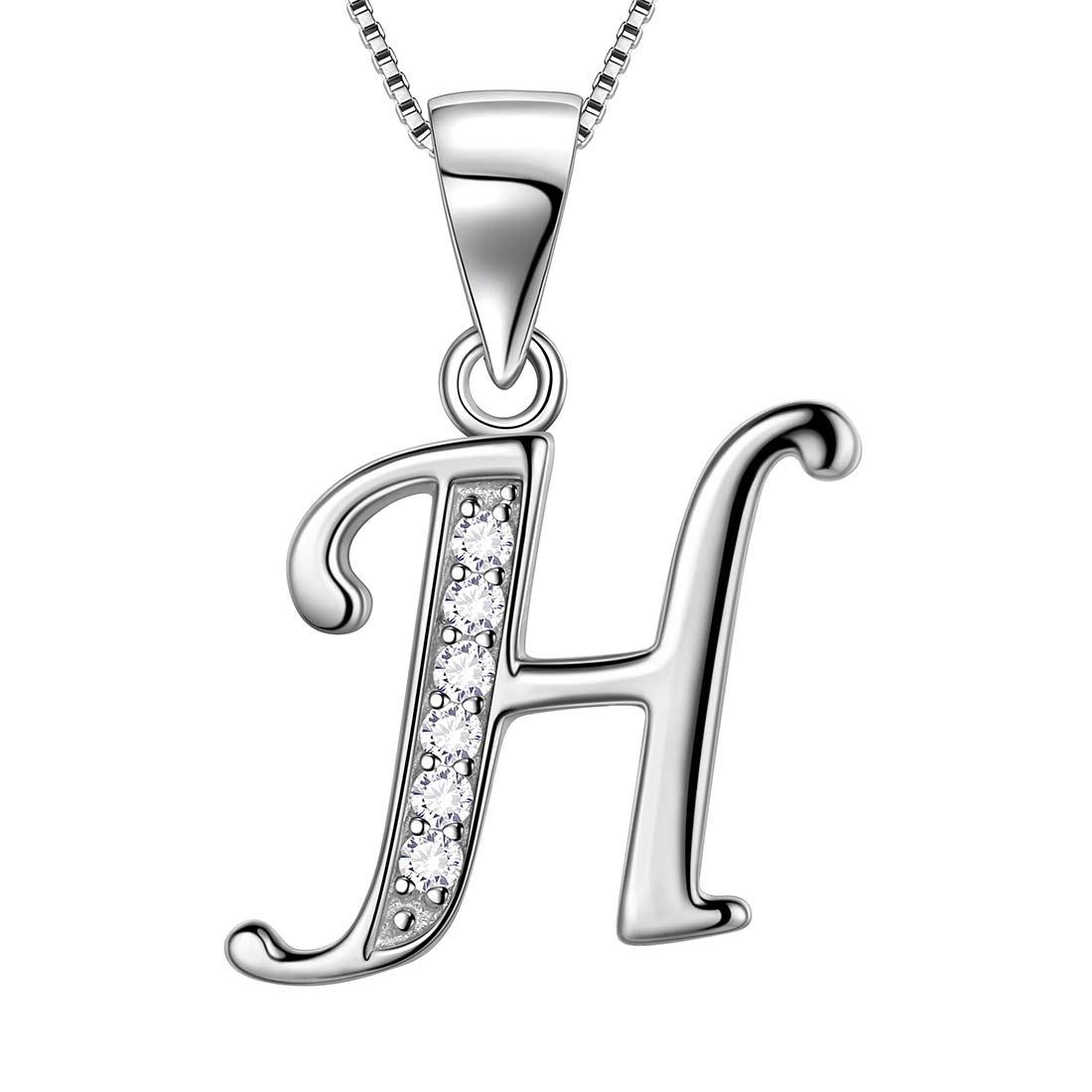 Tokyo Mart Letter H Initial Necklaces Pendant Women Men Name Jewelry Gift 925 Silver