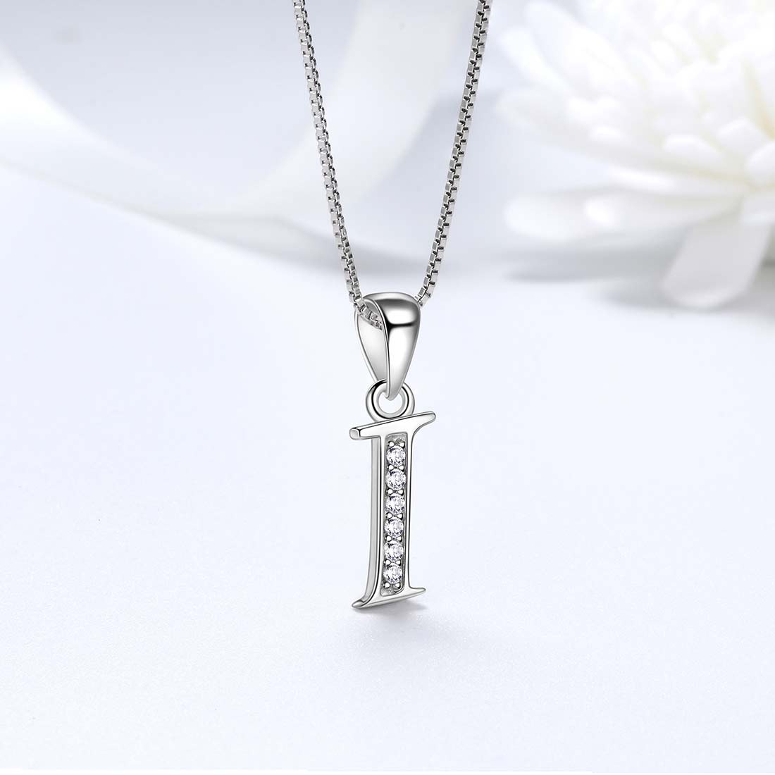 Tokyo Mart Letter I Initial Necklaces Pendant Women Men Name Jewelry Gift 925 Silver