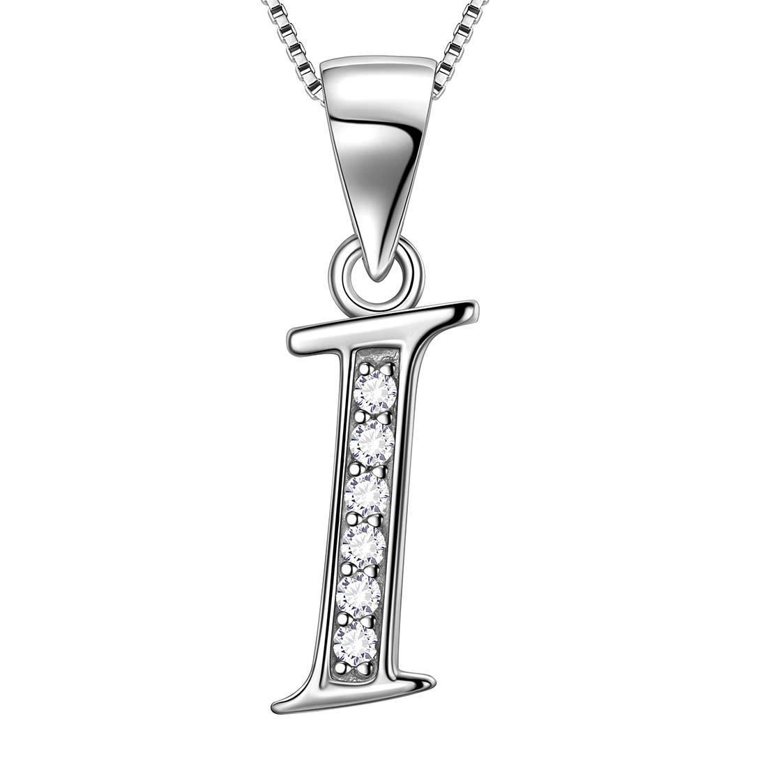 Tokyo Mart Letter I Initial Necklaces Pendant Women Men Name Jewelry Gift 925 Silver