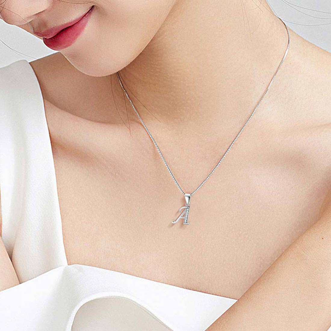 Tokyo Mart Letter A Initial Necklaces Pendant Women Men Name Jewelry Gift 925 Silver