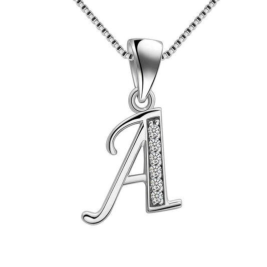 Tokyo Mart Letter A Initial Necklaces Pendant Women Men Name Jewelry Gift 925 Silver