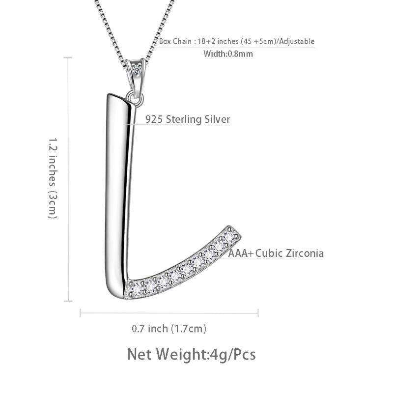 Tokyo Mart Halsketten mit Initiale „L“ und Anhänger, für Damen und Mädchen, Namensschmuck, Geschenk, 925 Sterlingsilber