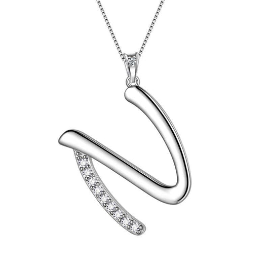 Tokyo Mart Halsketten mit Initiale N, Anhänger, Damen, Mädchen, Namensschmuck, Geschenk, 925 Sterling Silber