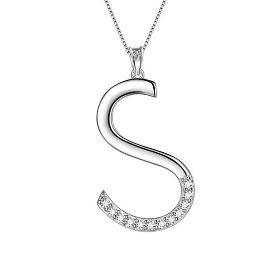 Tokyo Mart Halsketten mit Initiale S, Anhänger, Damen, Mädchen, Namensschmuck, Geschenk, 925 Sterling Silber