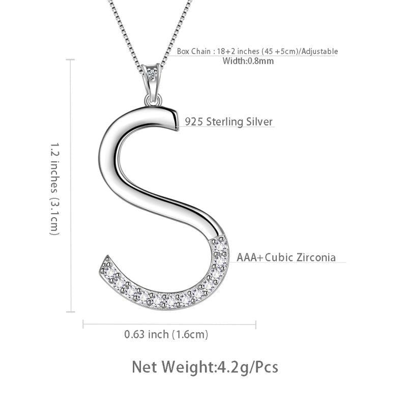 Tokyo Mart Halsketten mit Initiale S, Anhänger, Damen, Mädchen, Namensschmuck, Geschenk, 925 Sterling Silber