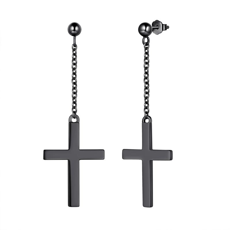 Tokyo Mart Kreuz-Ohrringe für Herren, 925er Sterlingsilber, baumelnde Ohrstecker, für Damen und Jungen, Hip-Hop, christlicher religiöser Schmuck, Ostergeschenke