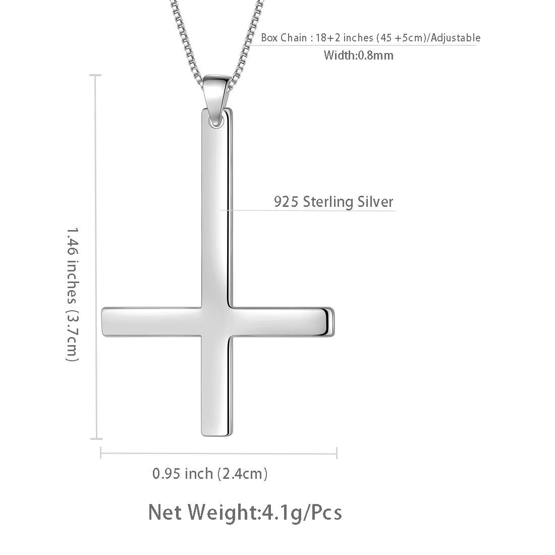 Tokyo Mart Halskette mit umgedrehtem Kreuz für Herren, Sterlingsilber, für Damen