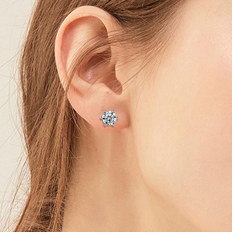 Tokyo Mart Moissanite Stud Earrings Women Girls Jewelry 925 Sterling Silver 6-Prong