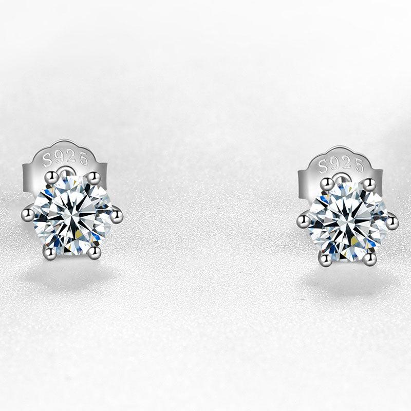 Tokyo Mart Moissanite Stud Earrings Women Girls Jewelry 925 Sterling Silver 6-Prong