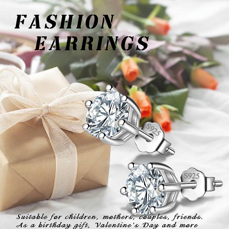 Tokyo Mart Moissanite Stud Earrings Women Girls Jewelry 925 Sterling Silver 6-Prong