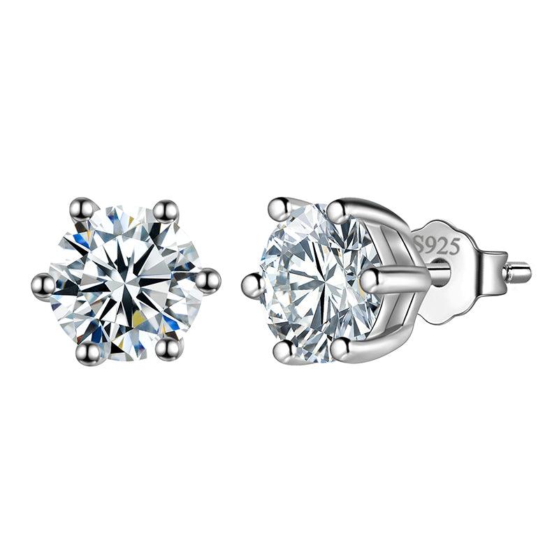 Tokyo Mart Moissanite Stud Earrings Women Girls Jewelry 925 Sterling Silver 6-Prong