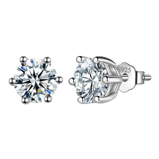 Tokyo Mart Moissanite Stud Earrings Women Girls Jewelry 925 Sterling Silver 6-Prong