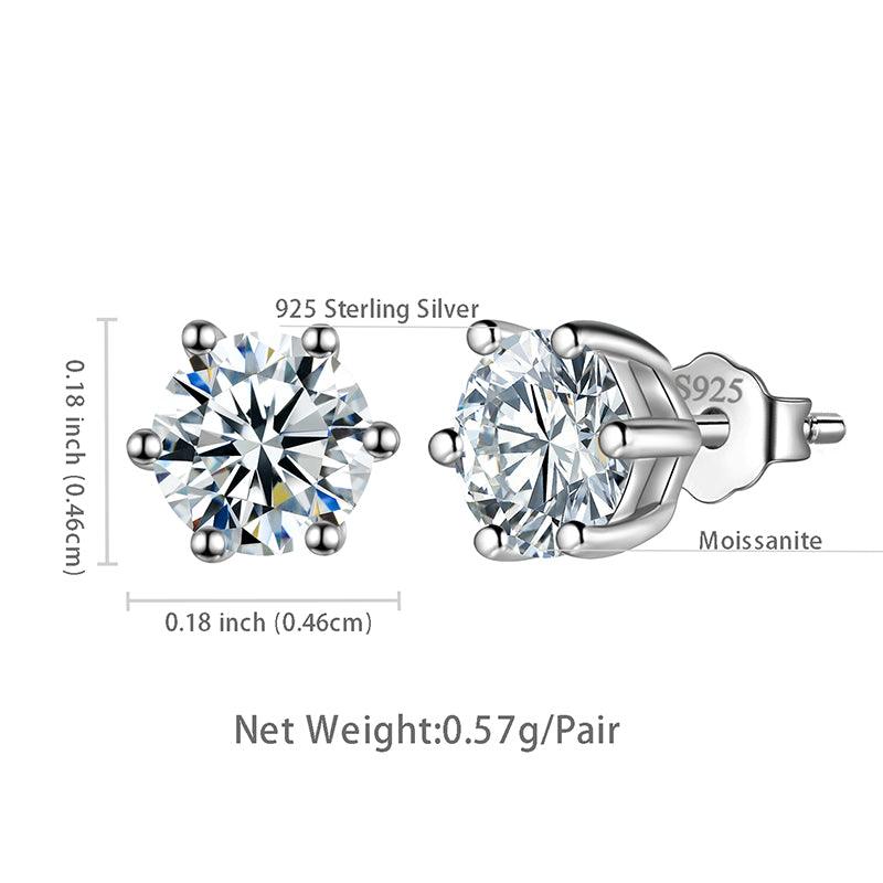 Tokyo Mart Moissanite Stud Earrings Women Girls Jewelry 925 Sterling Silver 6-Prong