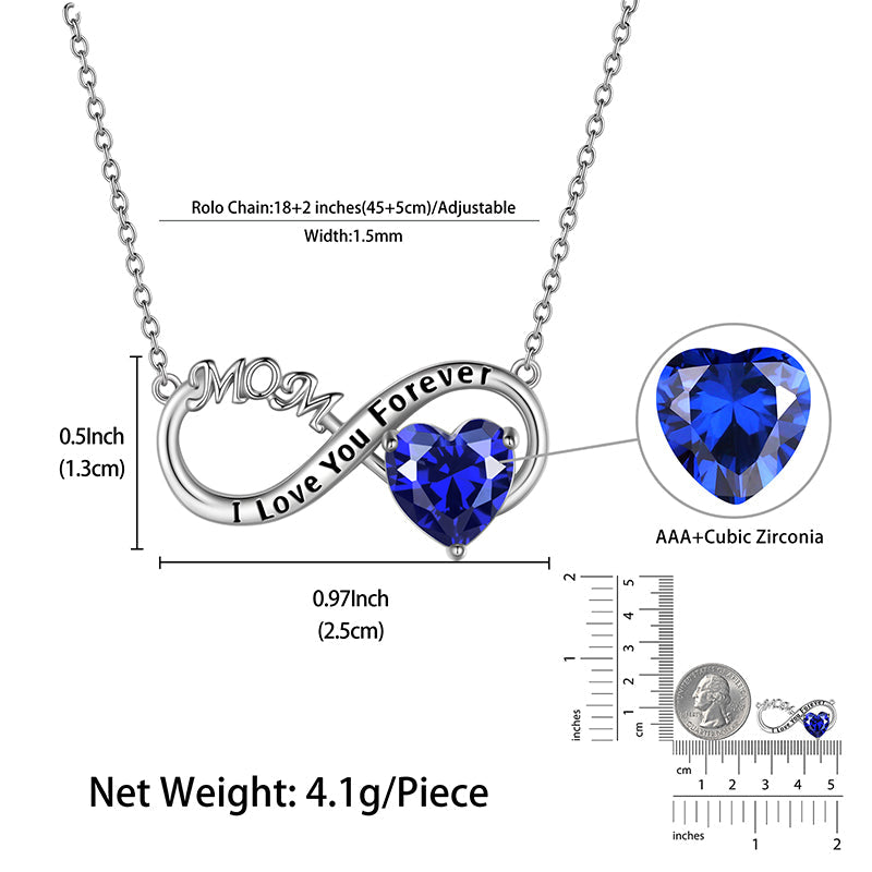 Tokyo Mart Mom Necklace Heart Birthstone Pendant Women Mother's Day Gifts Infinite Birthday Jewelry