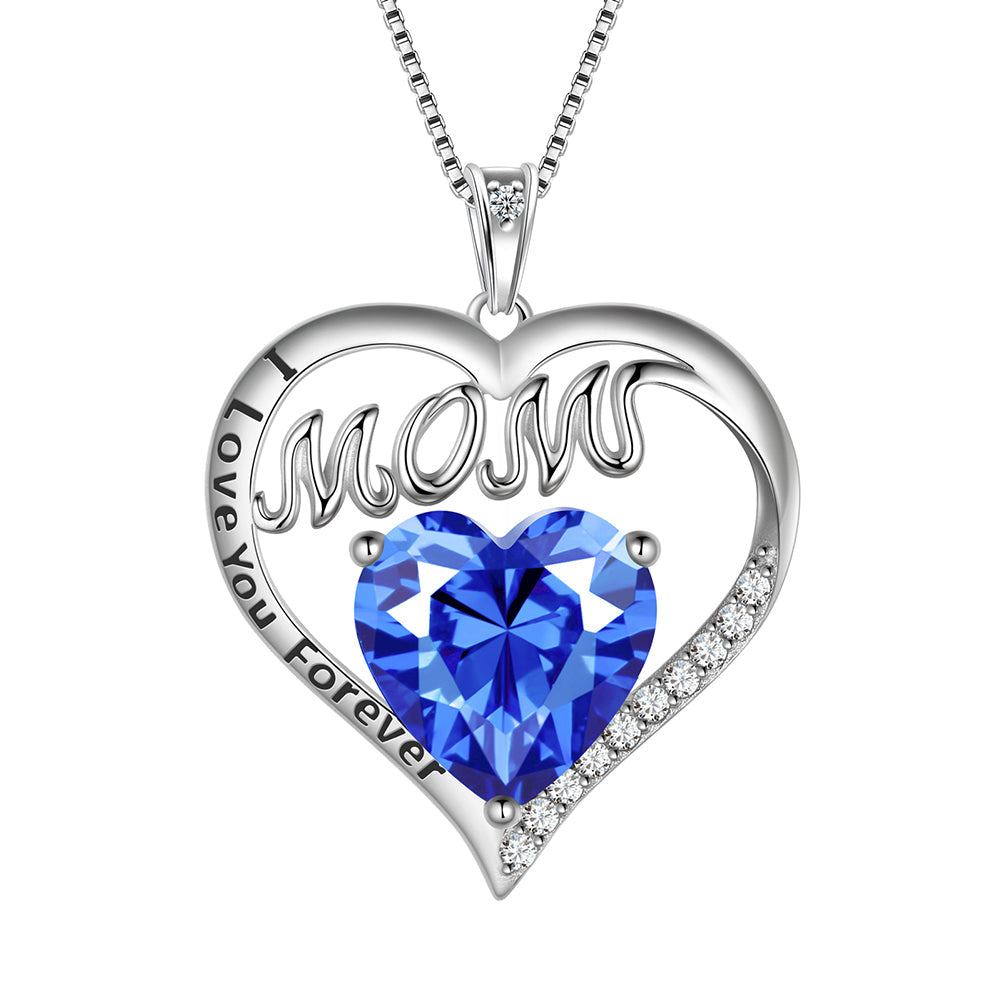 Tokyo Mart Mom Necklace Heart Birthstone Pendant Women Mother's Day Gifts Birthday Jewelry