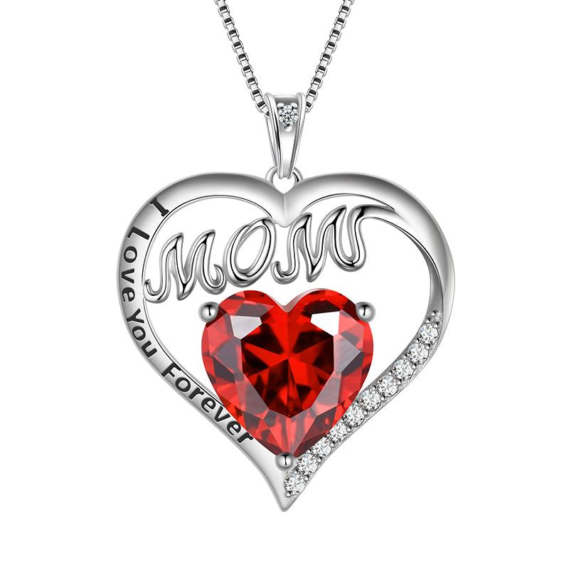 Tokyo Mart Mom Necklace Heart Birthstone Pendant Women Mother's Day Gifts Birthday Jewelry