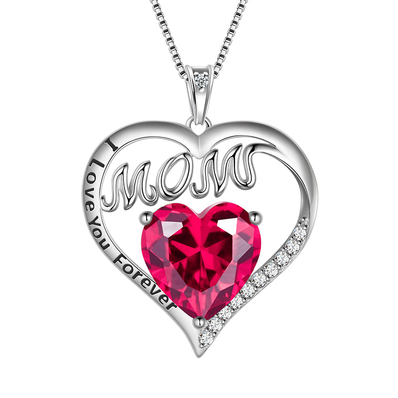 Tokyo Mart Mom Necklace Heart Birthstone Pendant Women Mother's Day Gifts Birthday Jewelry